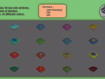 Airdrops parachute Low-poly 3D model