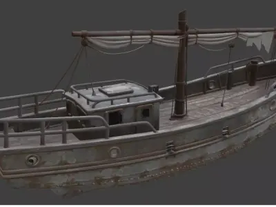 Old Weathered Scratched Fishing Boat 3D Model 3D model