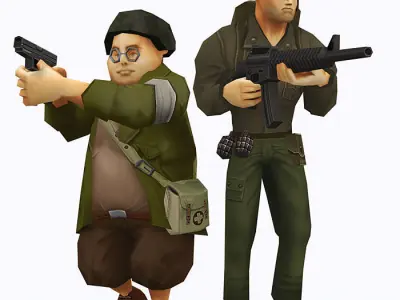 Brutal army squad pack Low-poly 3D model