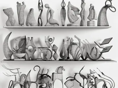 40 Abstract Scluptures  Low-poly 3D model