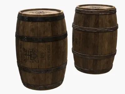 Wooden Barrels Assets 2 Low-poly 3D model