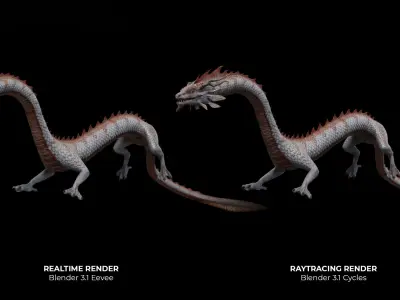 Asian Serpent Dragon Low-poly 3D model