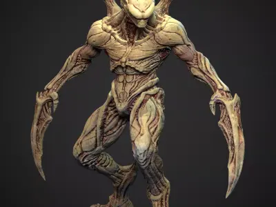 Alien Hunter  -  Enemy 3D Horror Character Game Ready Low Poly Low-poly 3D model