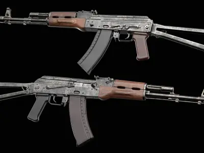AKS-74 AKS-74N Kalashnikov Assault Rifle Game Ready Low-poly 3D model