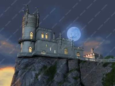 Castle Swallows nest Night Version 3D model