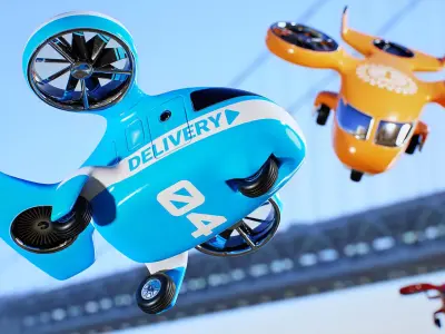 Stylized Drone Toy Low-poly 3D model