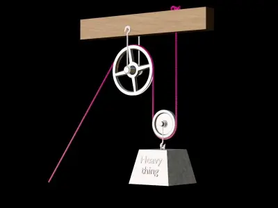 Mechanical Pulley Animated 6 3D model