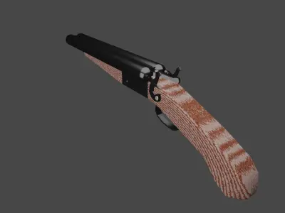 Double Barrel Shotgun Low-poly 3D model