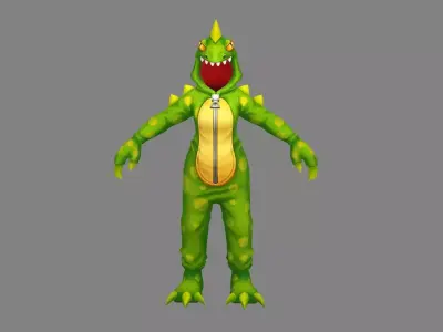 Cartoon green dragon costume - cosplay Low-poly 3D model