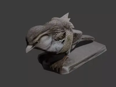 Bound Winged Sparrow  Symbolic 3D Model  Low-poly 3D model