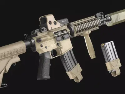 Colt M4A1 Carbine -Cinnamon Roll - AR-15 Pack - Game Asset Low-poly 3D model