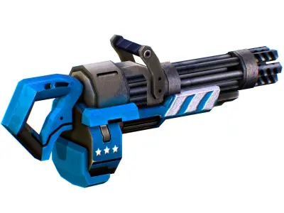 LowPoly Sci-Fi Cartoon Assalut Heavy Machine Gun Low-poly 3D model