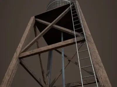 Old Water Tower Low-poly 3D model