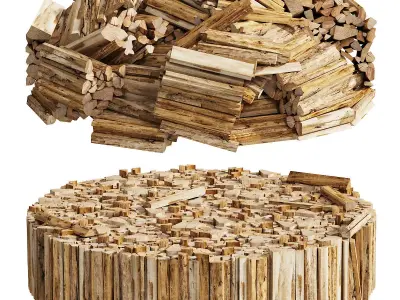 039 Firewood Logs 02 Round Stacks 3D model