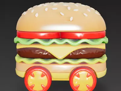 Patty Pilot Giant Burger Toy Truck 3D Model Low-poly 3D model
