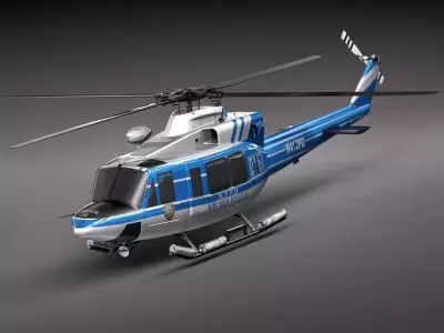 police bell 412 helicopter 3D model