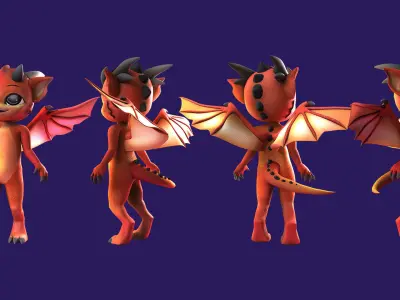 Chibi Dragon 3D rigged Model 3D model