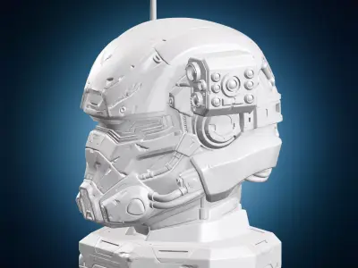 Cybernetic Mercenary Helmet 3D print model