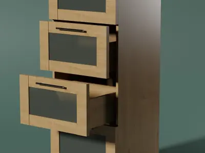 Small Wooden Cabinet with Drawers PBR Free low-poly 3D model