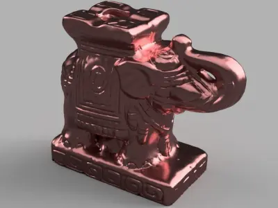 Elephant bronze statue of 3D print model