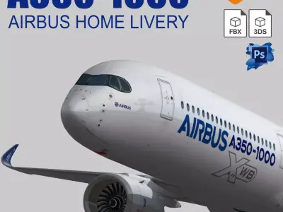 Airbus A350 1000 Home livery Low-poly 3D model