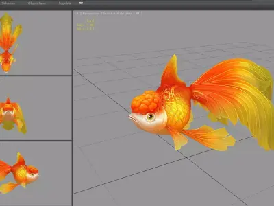Cartoon ornamental koi fish Low-poly 3D model