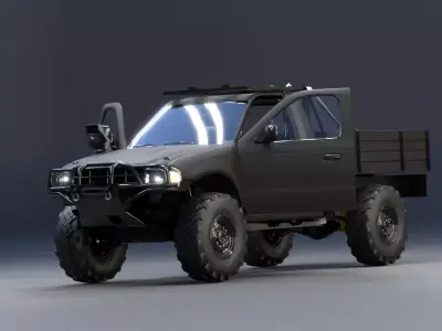 Rigged Offroad Pickup Truck 3D Model Low Poly Game Ready Low-poly 3D model