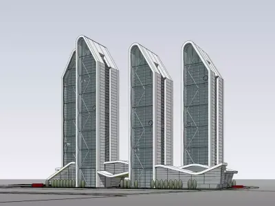 SU model of modern high-rise office building 3D model
