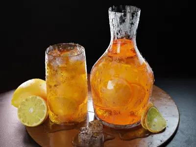 juice lemons and glasses 3D model