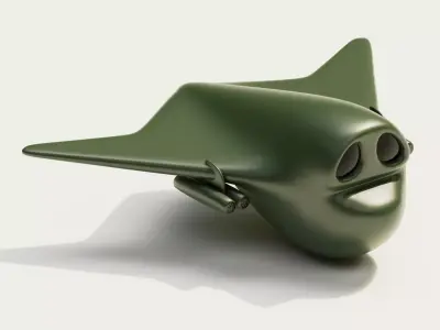 Cartoon Bomber Airplane Low-poly 3D model