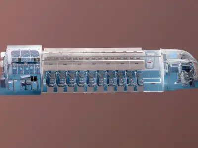 This 3D airplane includes a fully detailed interior 3D model