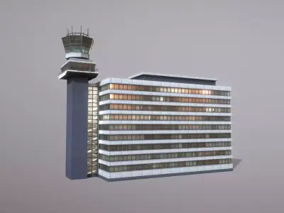 Control Tower EHAM Building Tower Amsterdam Airport Schiphol Low-poly 3D model