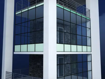 Glass tower city building 3D model