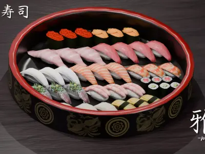 Premium Sushi Model Asset Low-poly 3D model