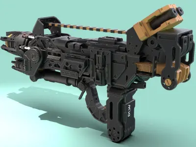 Sci-Fi Gun Crypton the Flame Thrower Low-poly 3D model