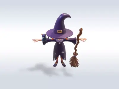 Adorable Witch Halloween Character 3D Model 3D model order