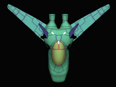 Spaceship with two wings 3D model