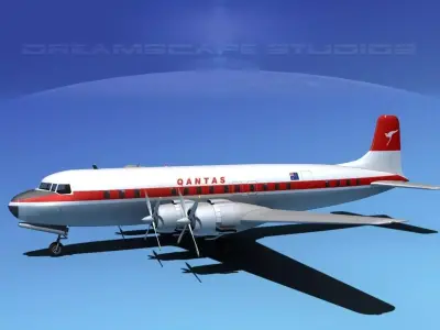 Douglas DC-7C Qantas 3D model
