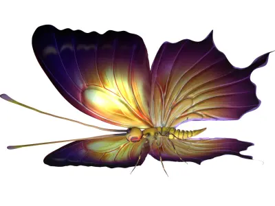 Fantasy Glowing Butterfly 3D Model Stylized Insect FBX Blender 3D model