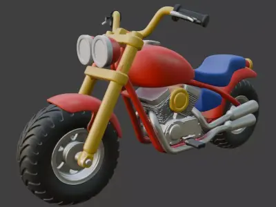 Cartoon Red Chopper Motorcycle 3D Model 3D model 4