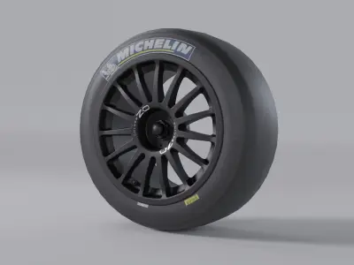 OZ RACING RIMS and MICHELIN SLICK TYRE  Low-poly 3D model