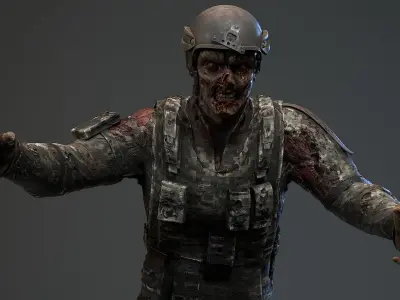 Military zombie set2 Low-poly 3D model