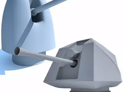 Set of 2 Deck Guns 3D model