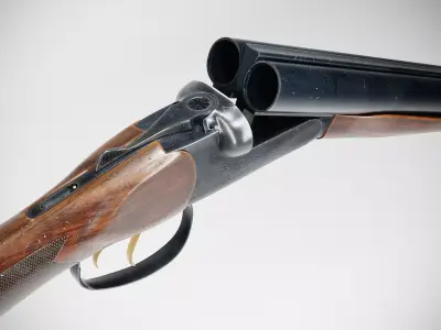 Double Barrel Shotgun Low-poly 3D model