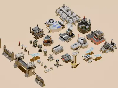 Futuristic Low poly asset Low-poly 3D model
