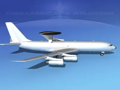 Boeing E-3B AWACS Bare Metal 3D model