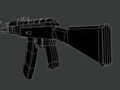 AK 74 Lowpoly gun In 4 colors Low-poly 3D model