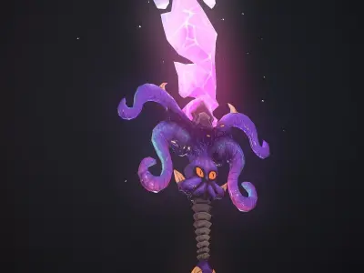 Hand Painted Octopus Chaos Sword Low-poly 3D model