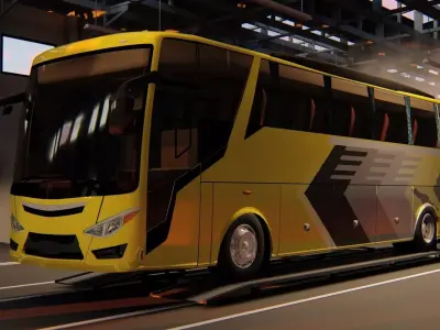 Indonesian Bus Ecoline Rahayu Santosa Free 3D model