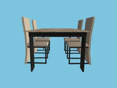 Black Wood Dinning Table - Furniture Interior Design Free low-poly 3D model